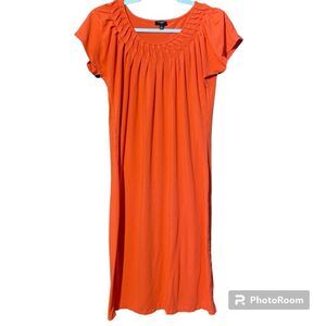 Talbot Petites Orange Midi Dress Pleated Front Flutter Sleeve Women's Size SP